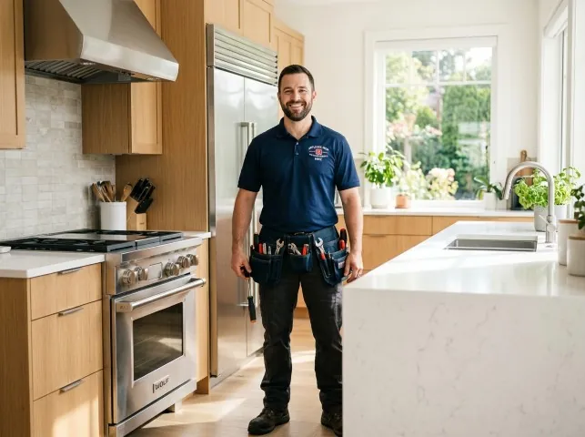 Appliance Repair Hero technician in a Baldwin, MD kitchen after an appliance repair